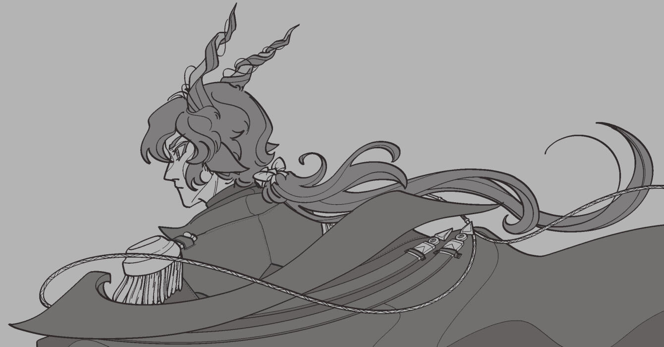 clean lineart + monoscale WIP (of a bigger piece)